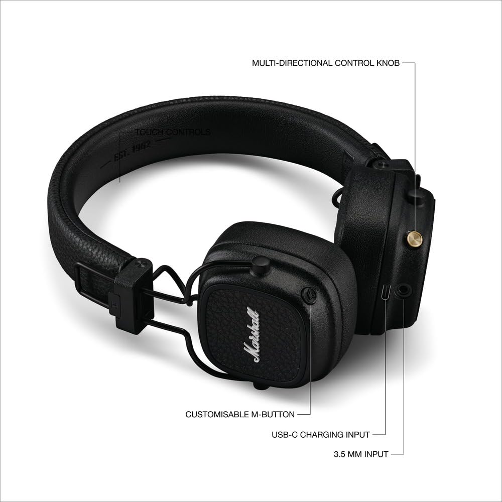 marshall-major-v-cuffie-wireless-bluetooth-over-ear-100-ore-di-riproduzione-rica image 6