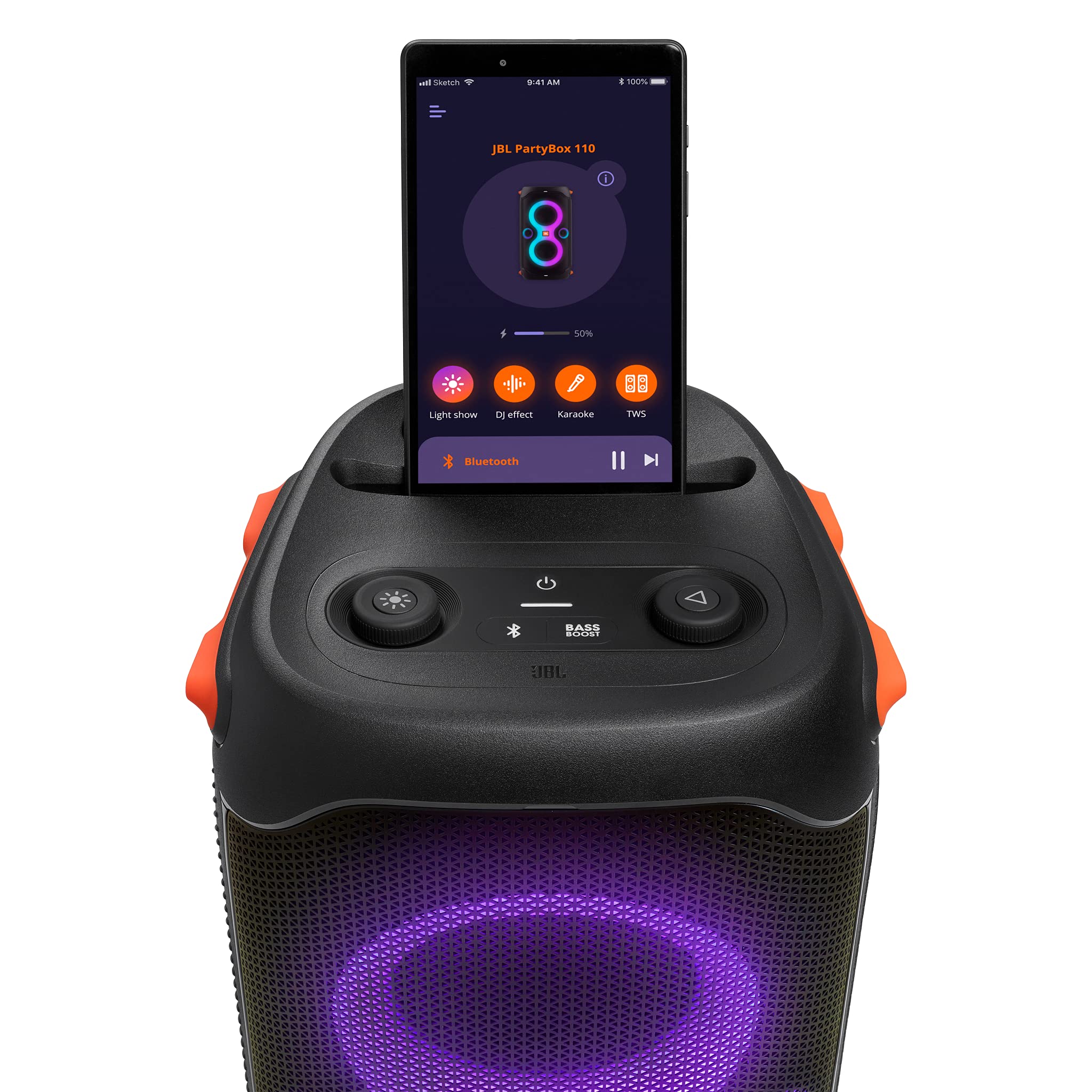 jbl-partybox-110-speaker-bluetooth-portatile-con-effetti-di-luce-ipx4-ingressi-m image 2